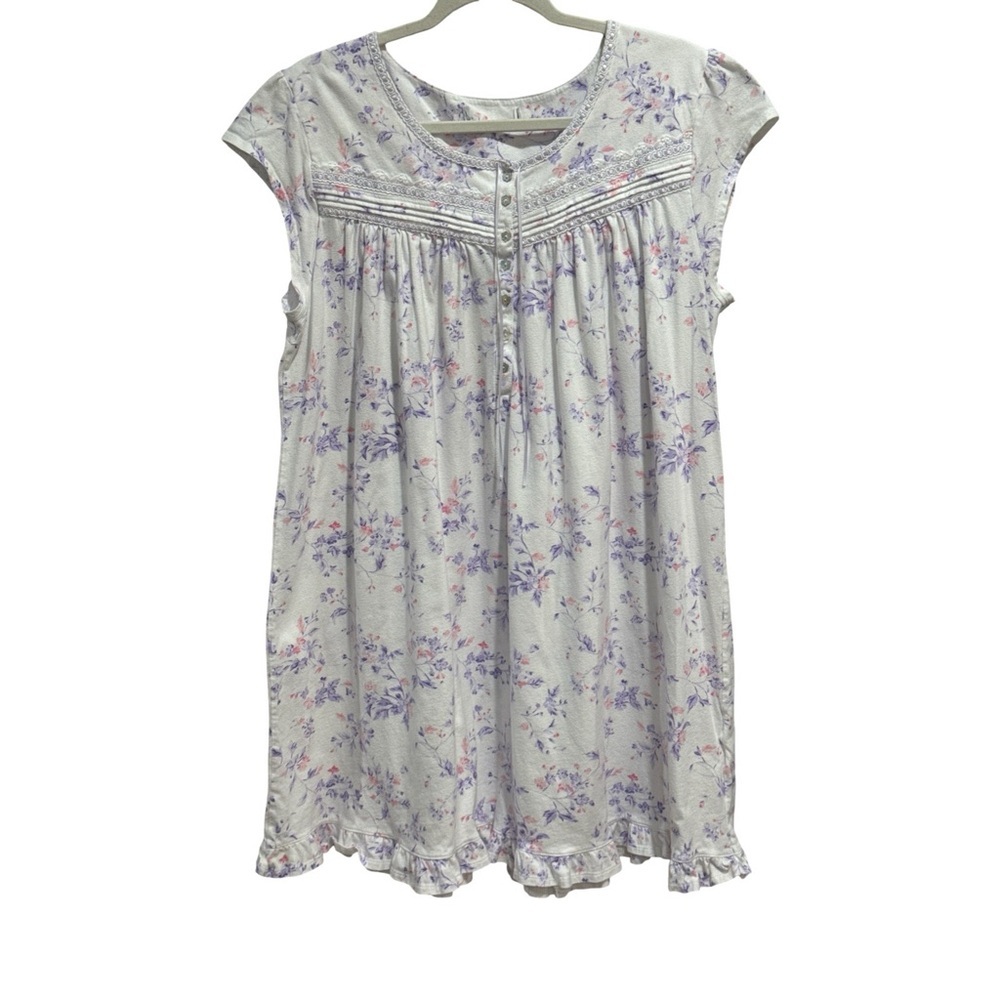 Eileen West White LilacCap Sleeve Chemise